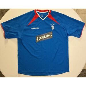 VTG Y2K Rangers FC Diadora Carling Home Jersey 2003-05 Blue 2XL Soccer Shirt